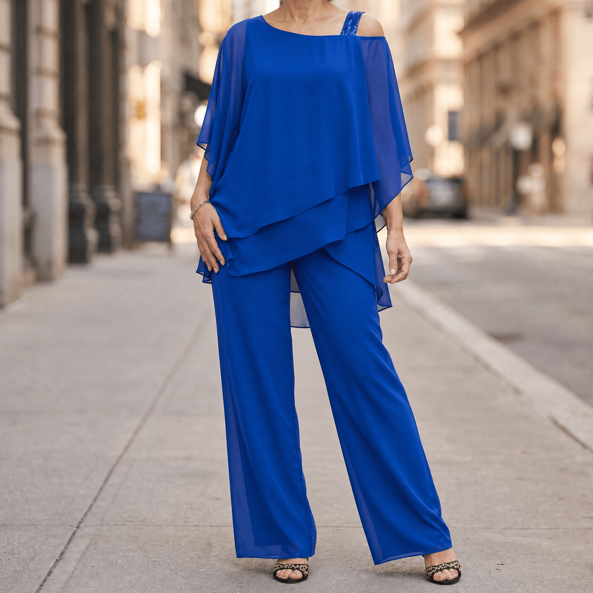 Élora – Women's Asymmetric Chiffon Two-Piece Set
