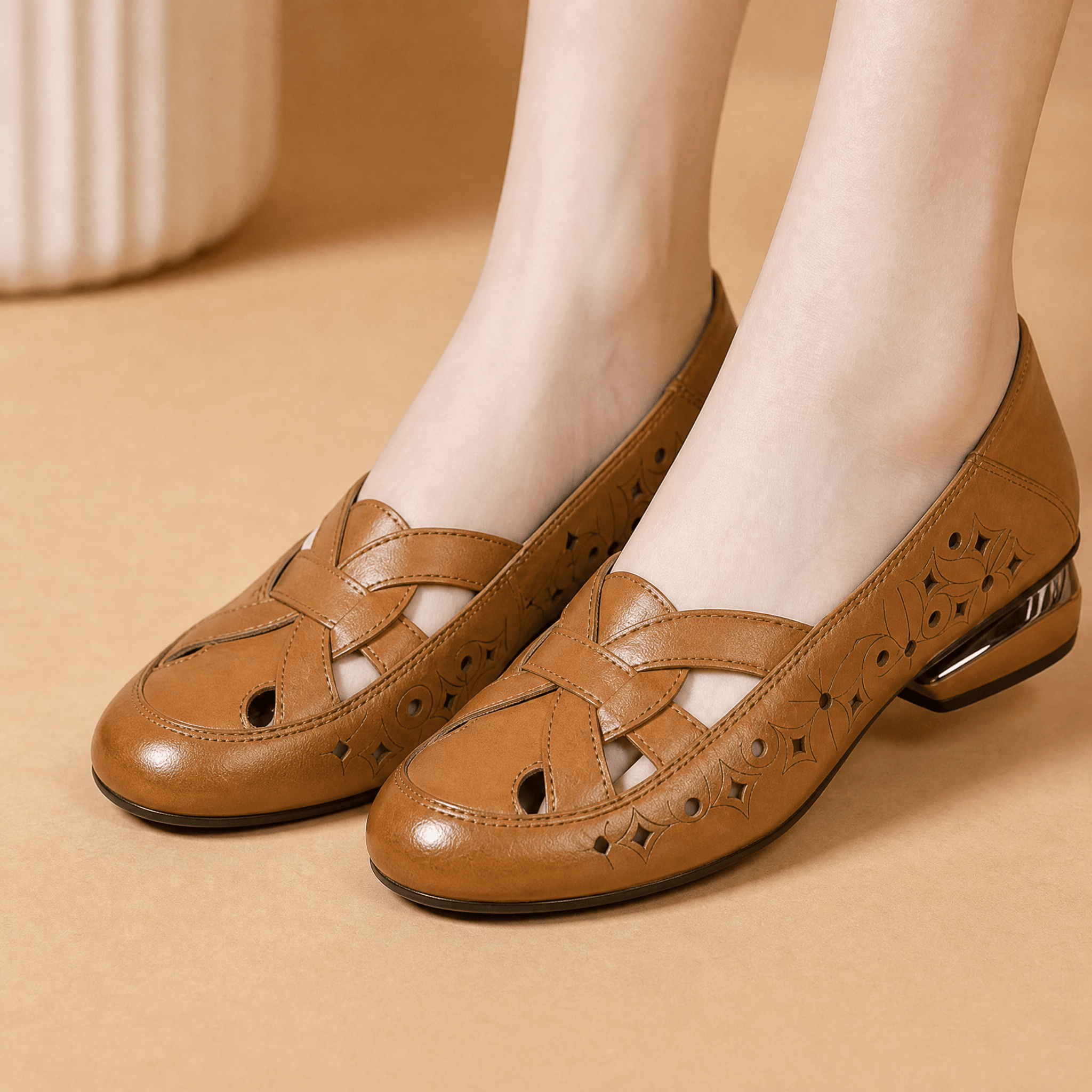 Lorella – Woven Cutout PU Slip-On Flat