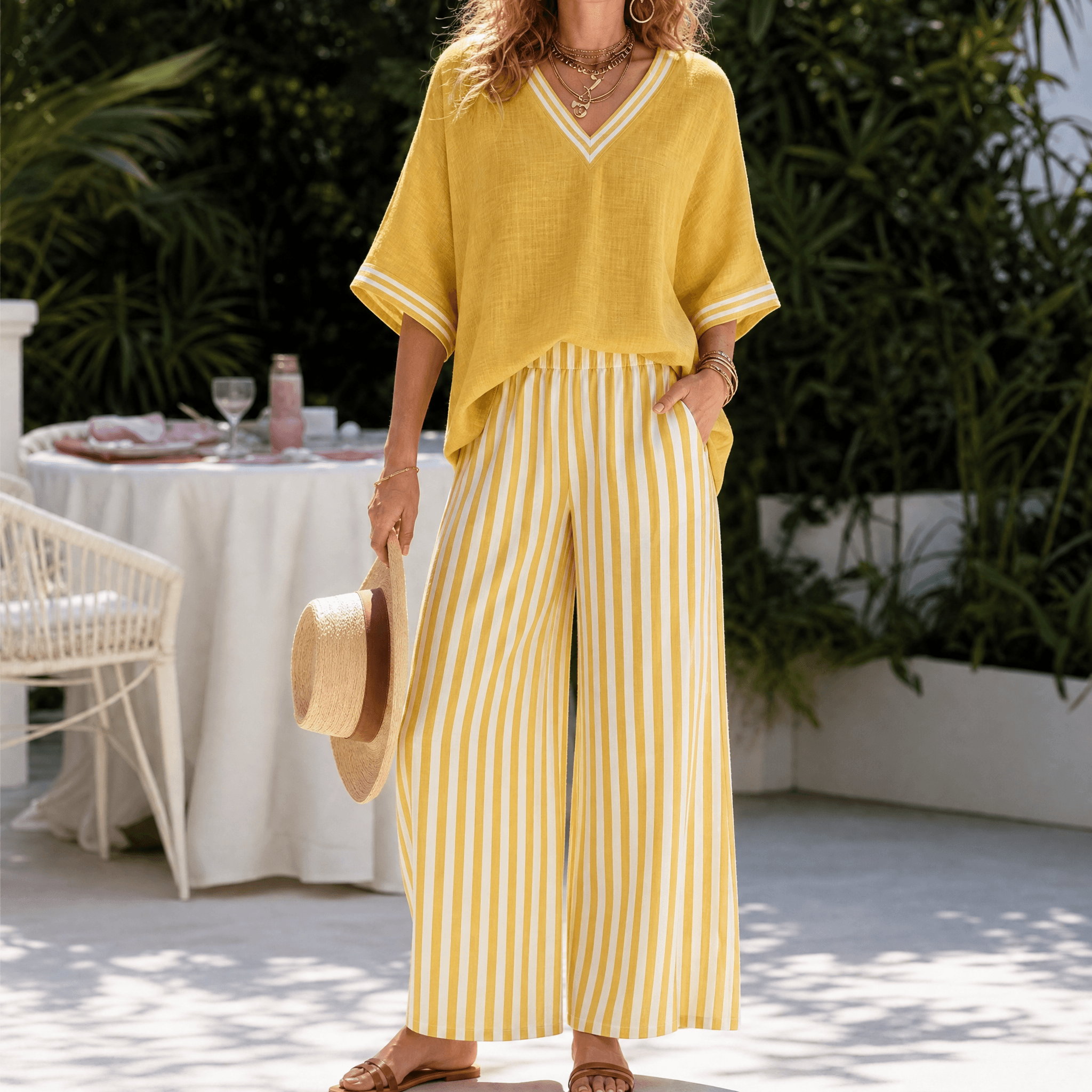 Lorna – Women's Airy Linen-like Two-Piece Set