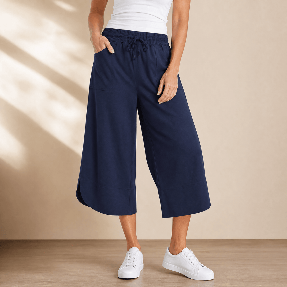 Lounella – Women's Soft Cropped Wide-Leg Pants
