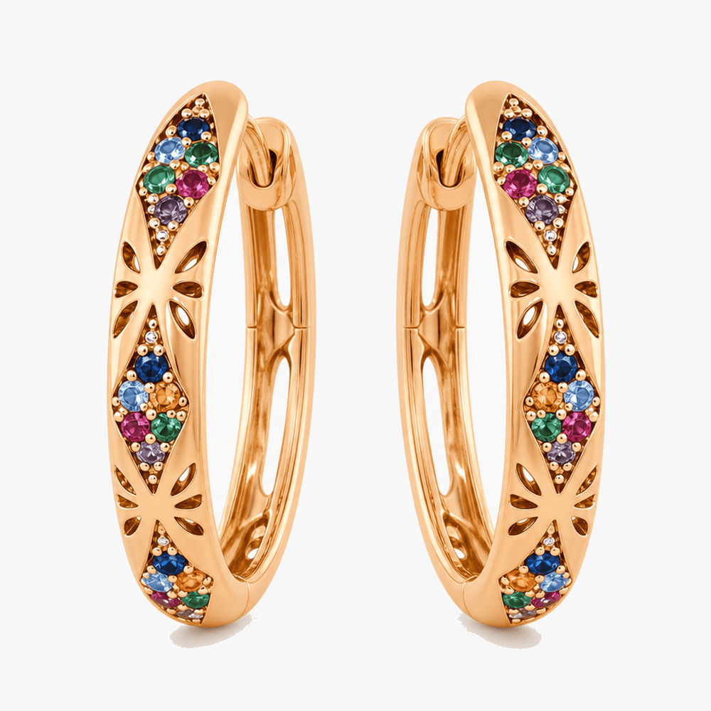 Lumielle – Sparkling Rose-Gold Floral Hoop Earrings
