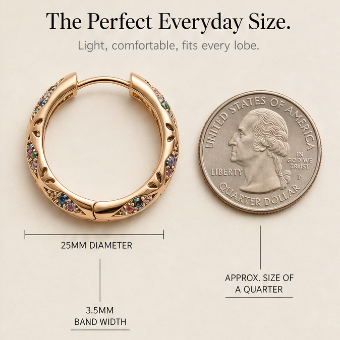 Lumielle – Sparkling Rose-Gold Floral Hoop Earrings