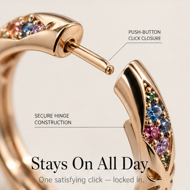 Lumielle – Sparkling Rose-Gold Floral Hoop Earrings