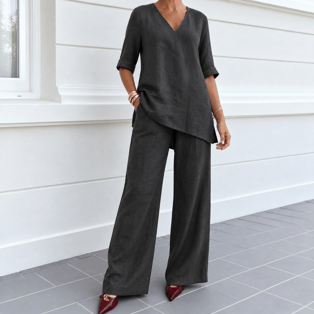 Lunara – Women's Asymmetric Linen Co-Ord Set