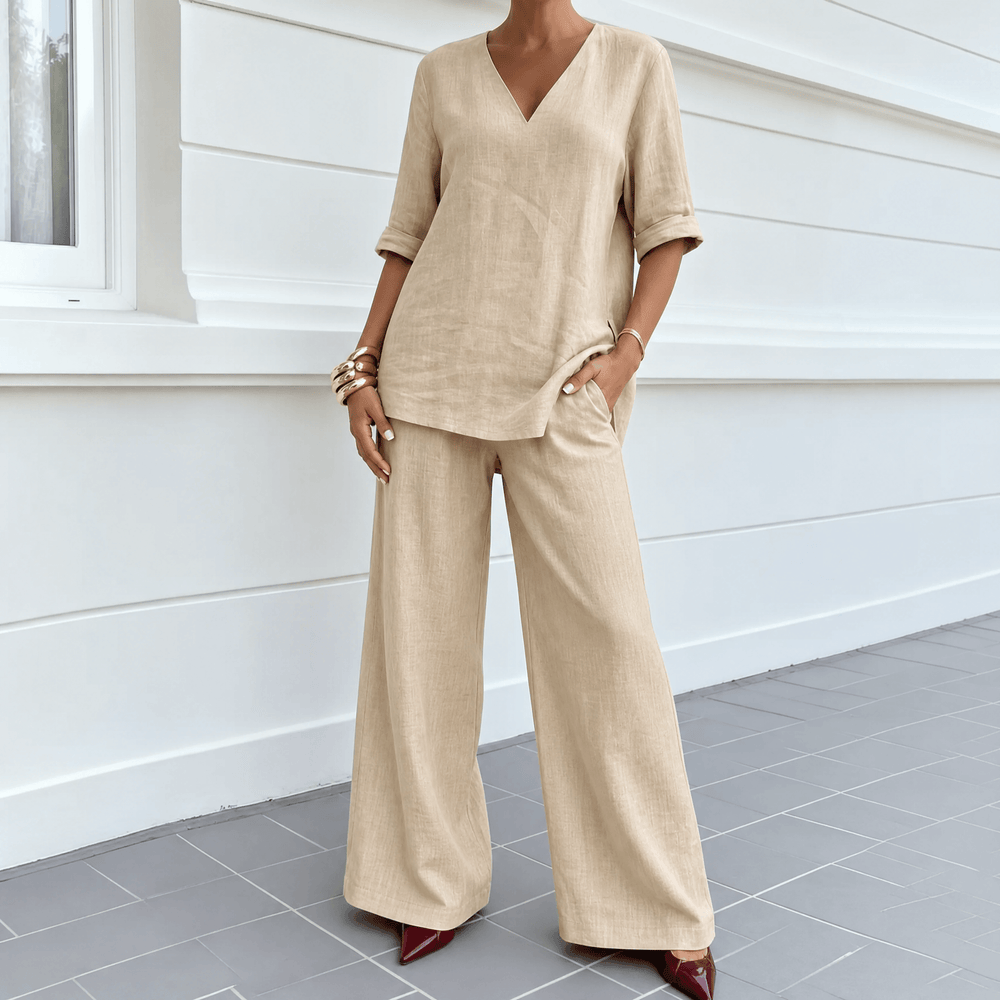 Lunara – Women's Asymmetric Linen Co-Ord Set