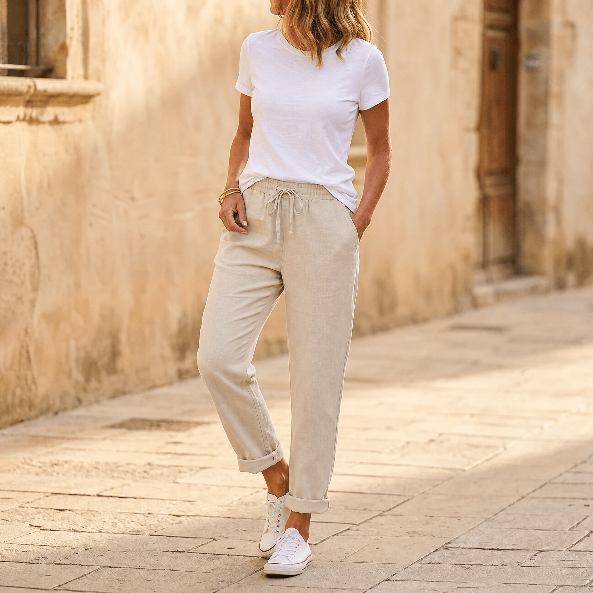 Lunara – Women's lightweight linen look summer pants