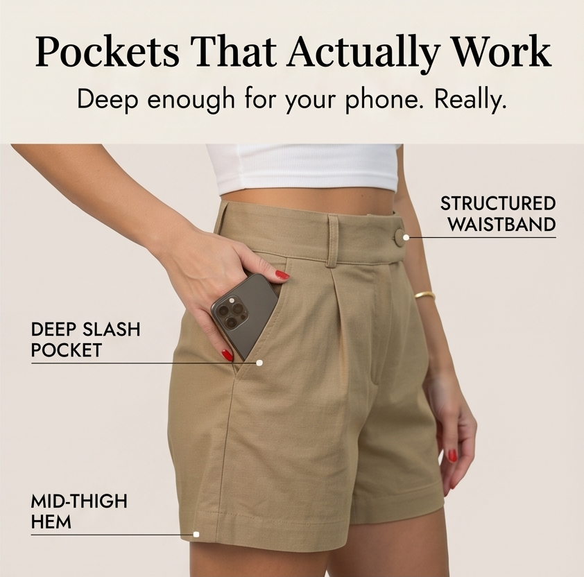 Lunavia™ - High-Waist Pleated Tailored Shorts