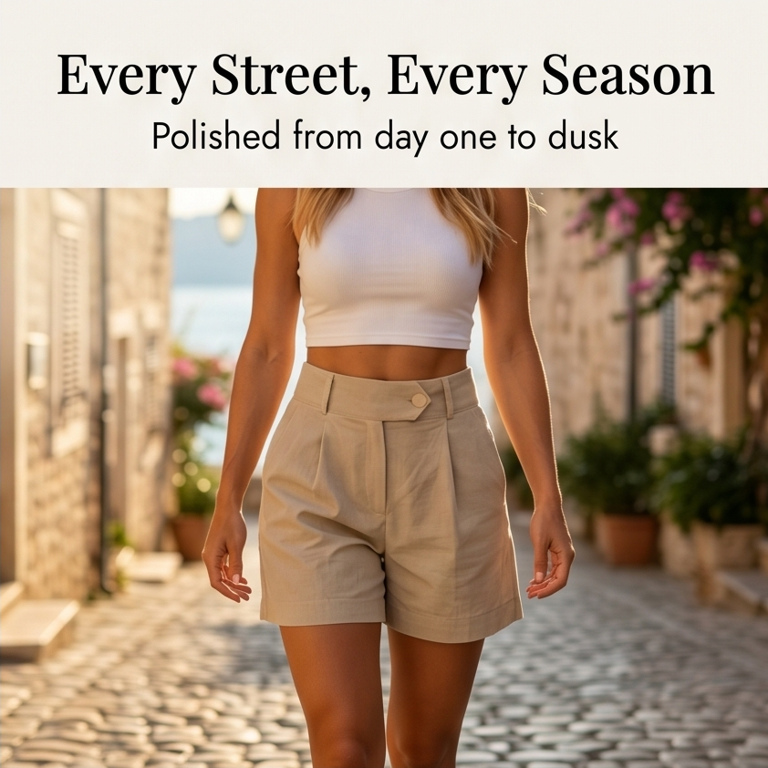 Lunavia™ - High-Waist Pleated Tailored Shorts