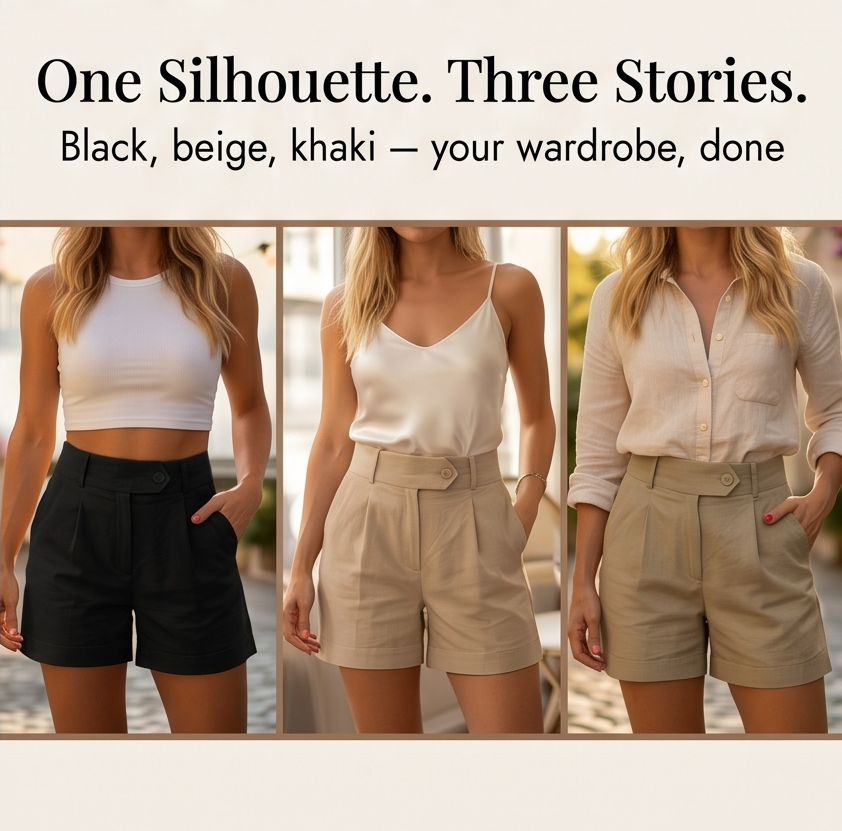 Lunavia™ - High-Waist Pleated Tailored Shorts