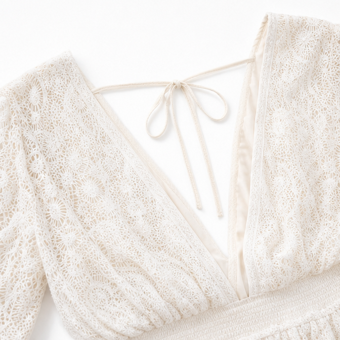 Lunavia – Lace Boho Mini Dress with Flutter Sleeves