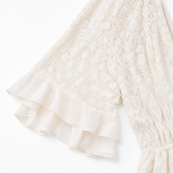 Lunavia – Lace Boho Mini Dress with Flutter Sleeves