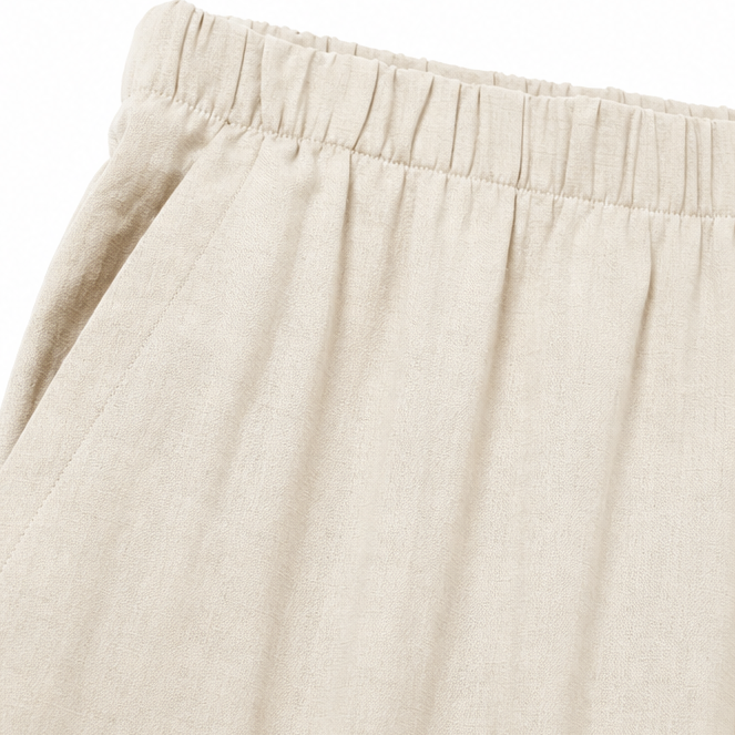 Lunavia – Linen-Look 2-Piece Set, Ruffle-Cuff Top & Wide-Leg Trousers, Women's Coordinated Outfit