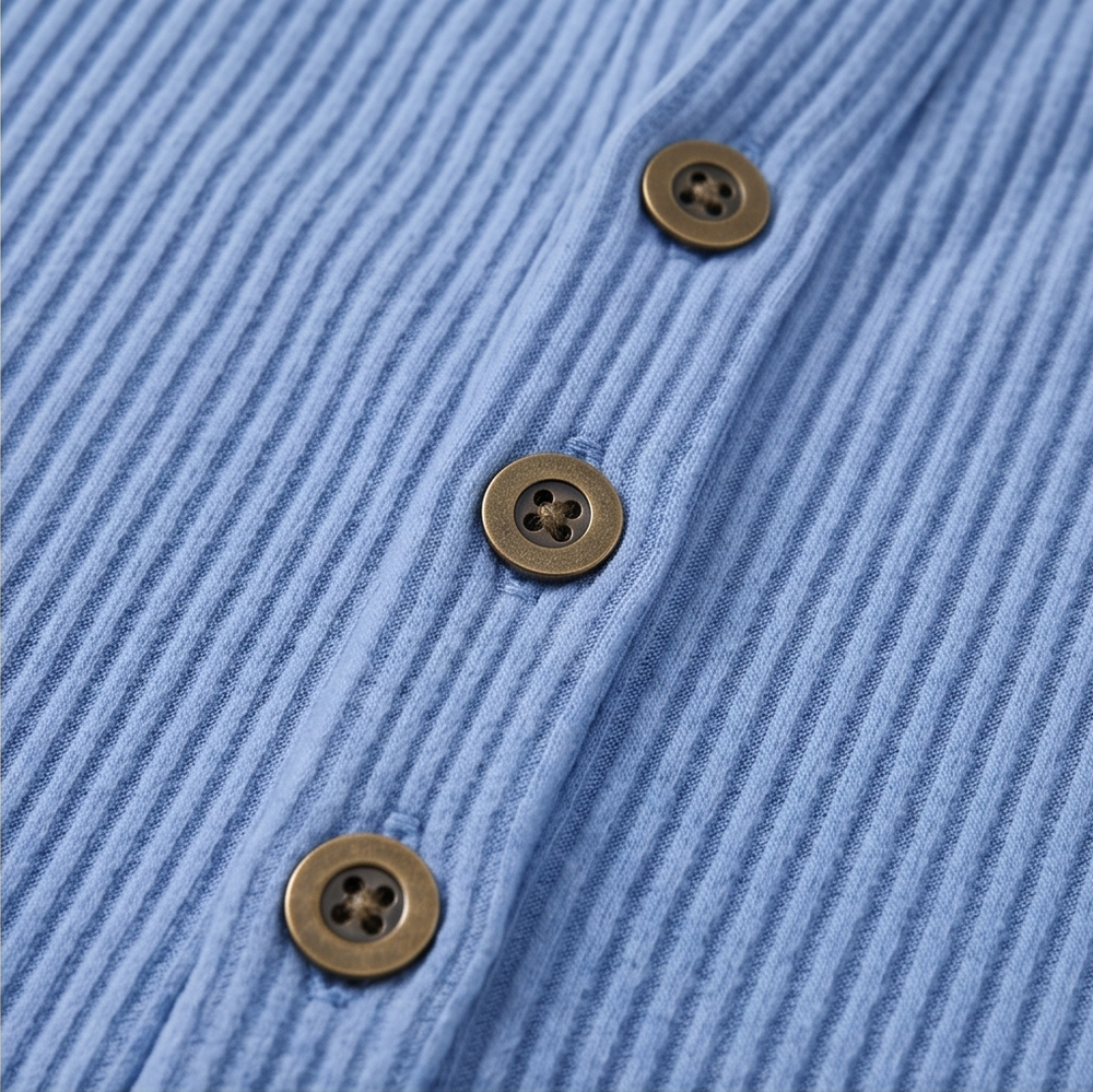 Lunavia™ - Ribbed Button-Up Henley Tunic