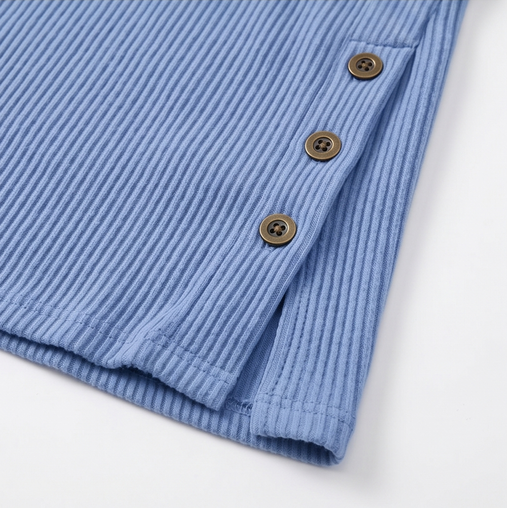 Lunavia™ - Ribbed Button-Up Henley Tunic