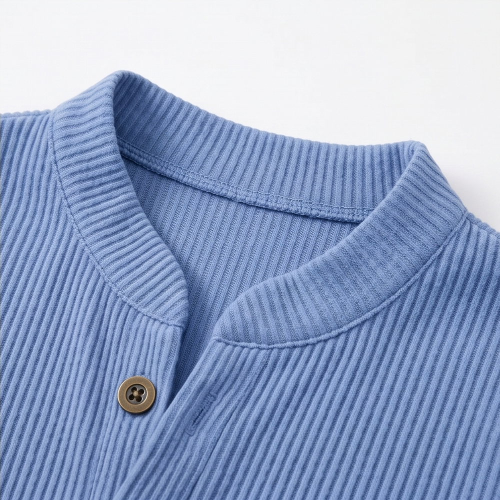 Lunavia™ - Ribbed Button-Up Henley Tunic