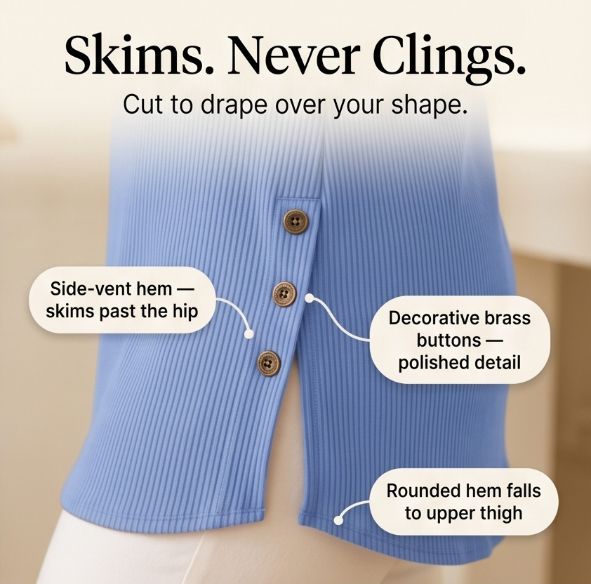 Lunavia™ - Ribbed Button-Up Henley Tunic