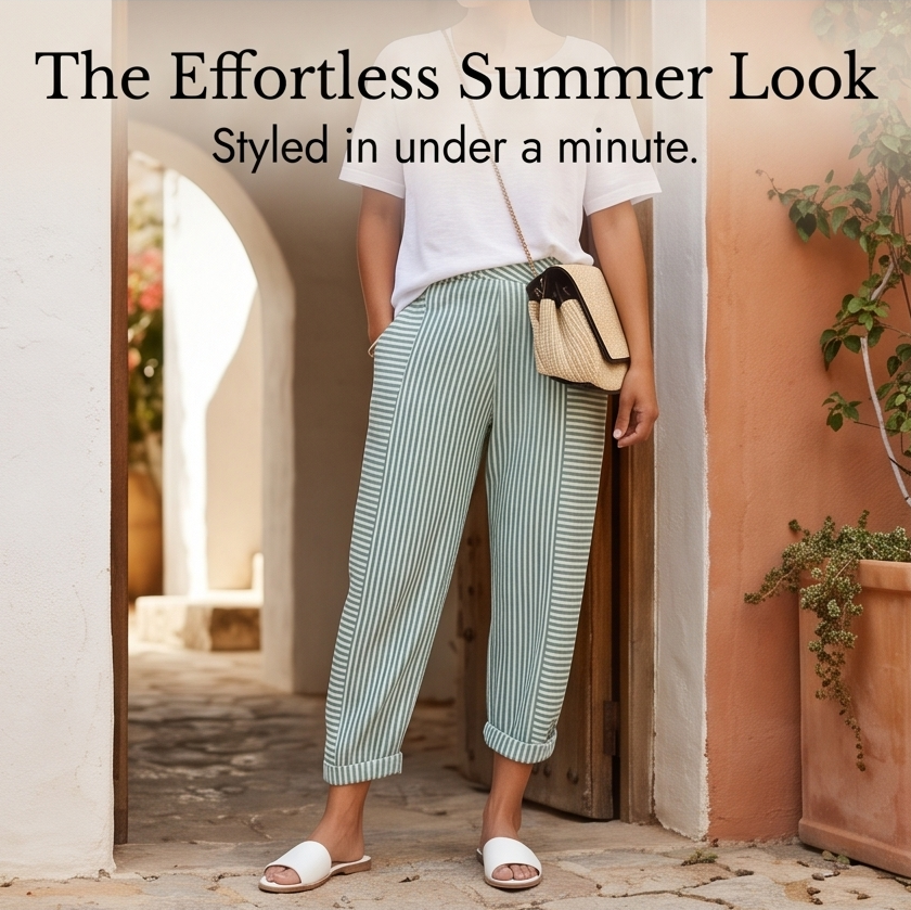 Lunavia – Women's Striped Pants with Elastic Waist