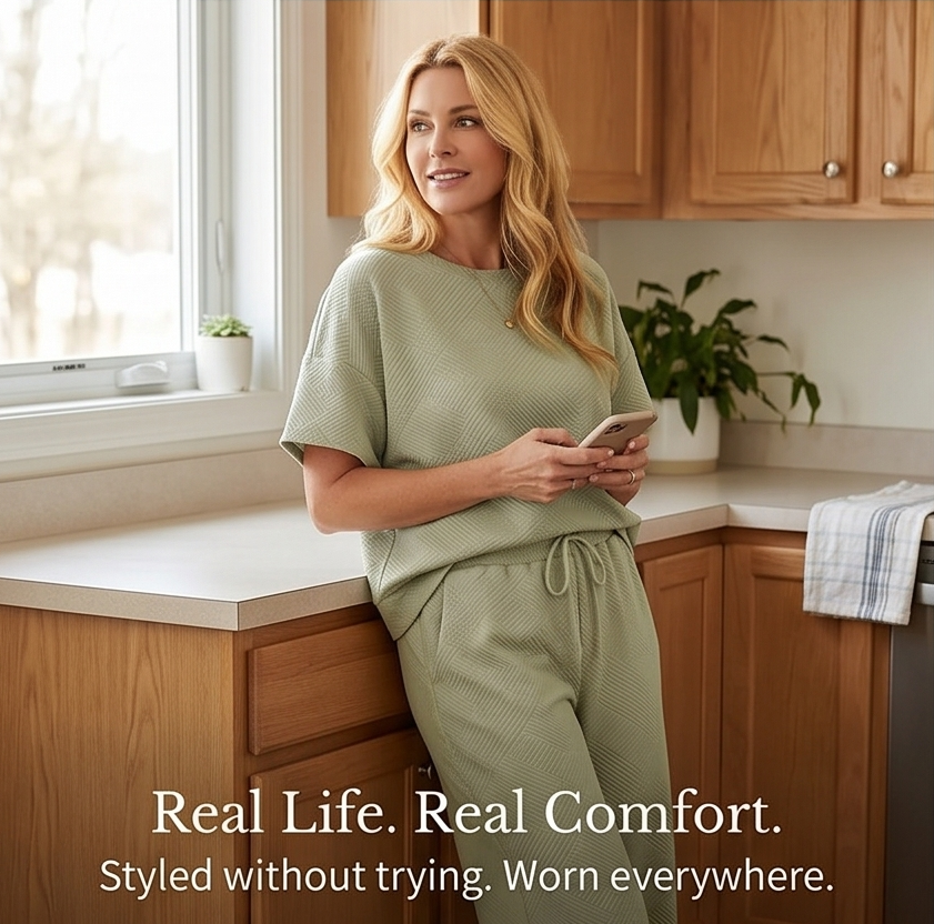 Lunavia – Women's Textured Knit Two-Piece Lounge Set