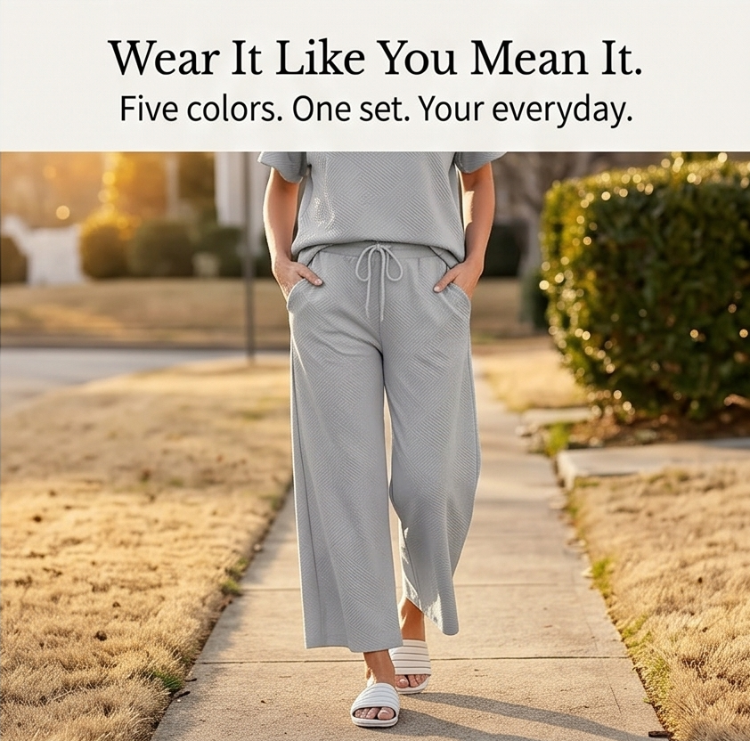 Lunavia – Women's Textured Knit Two-Piece Lounge Set