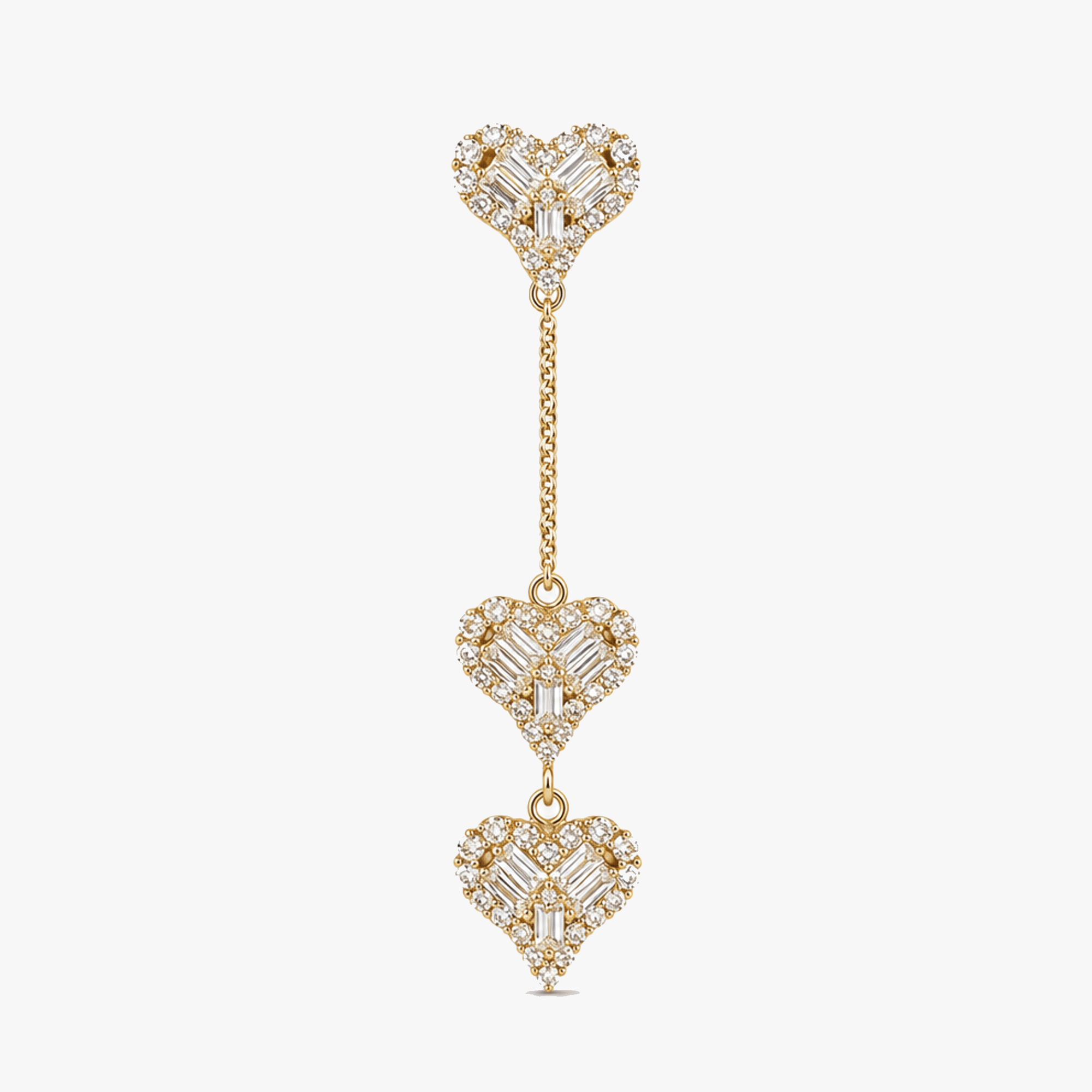 Lunavia – Triple Heart Drop Earrings with Matching Ear Cuff