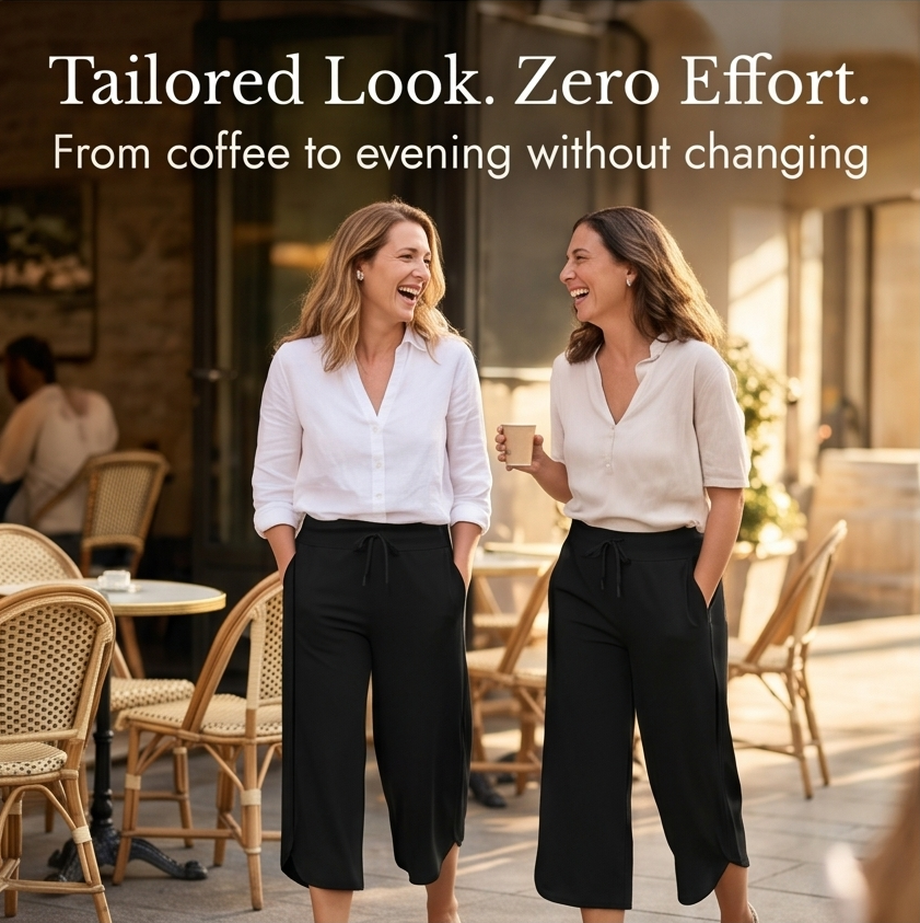 Lunavia – Women's Wide-Leg Tulip-Hem Capri Pants with Pockets