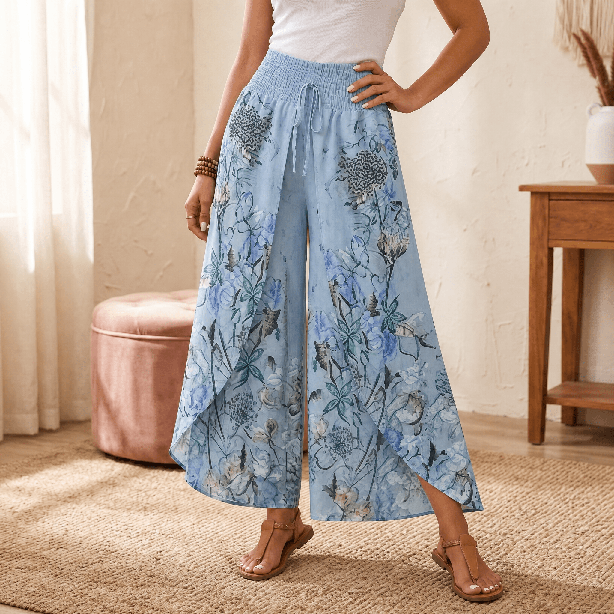 Lunavia – Women's Boho Floral Wide-Leg Pants