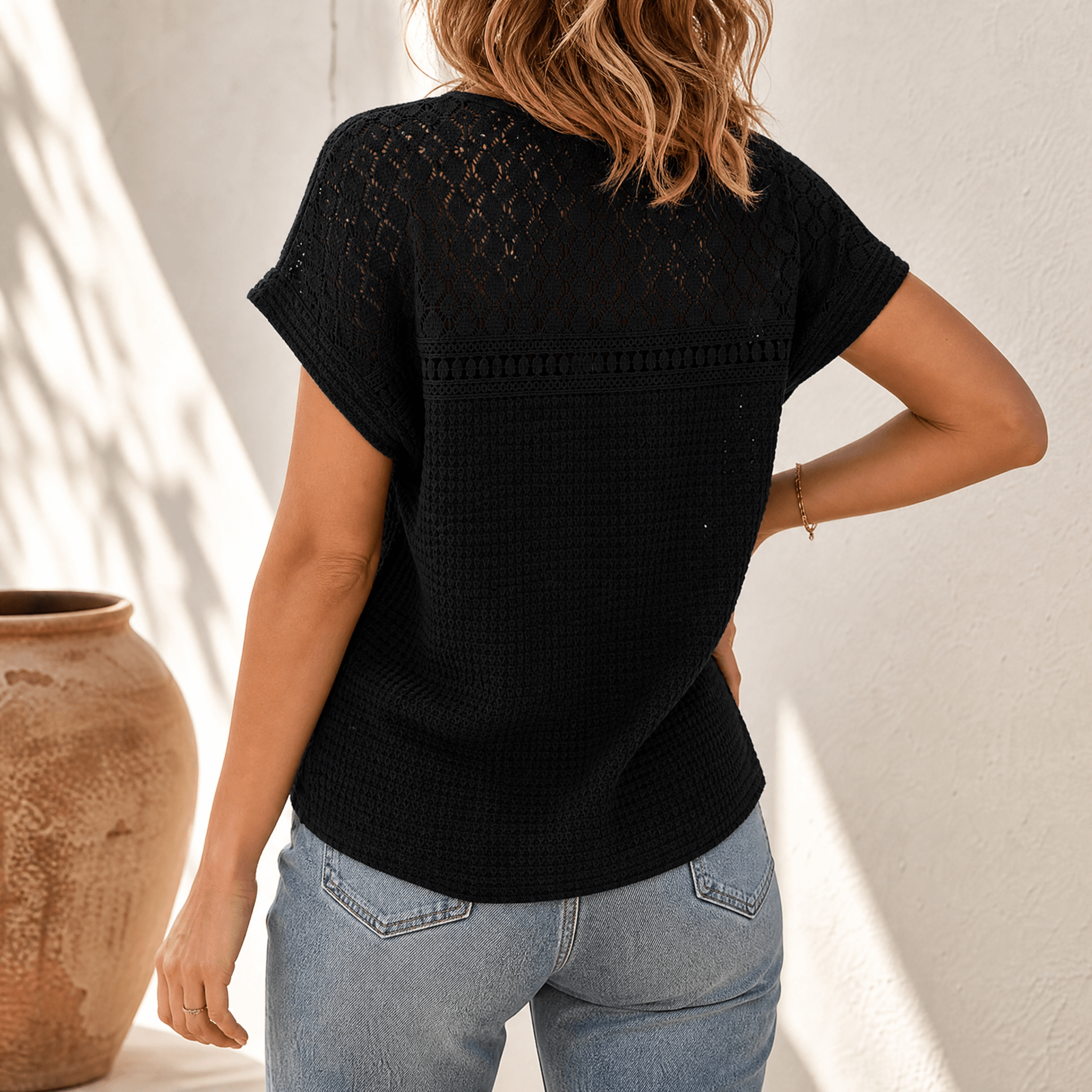 Lunavia – Women's Breezy Open-Weave Knit Top