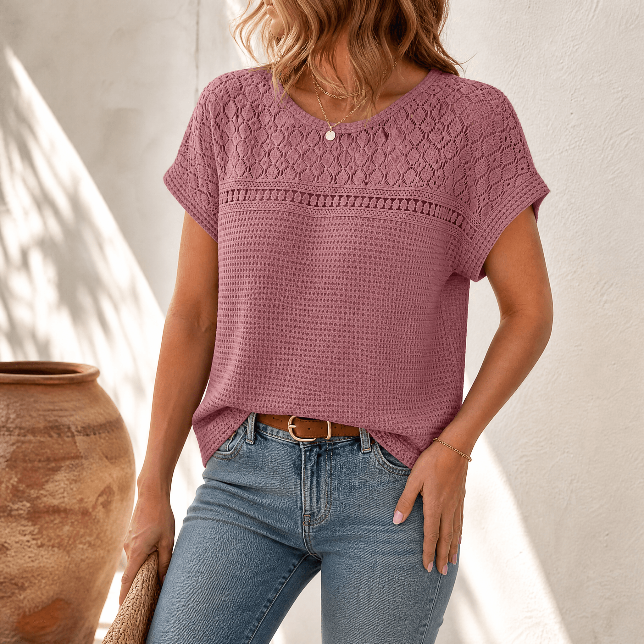 Lunavia – Women's Breezy Open-Weave Knit Top