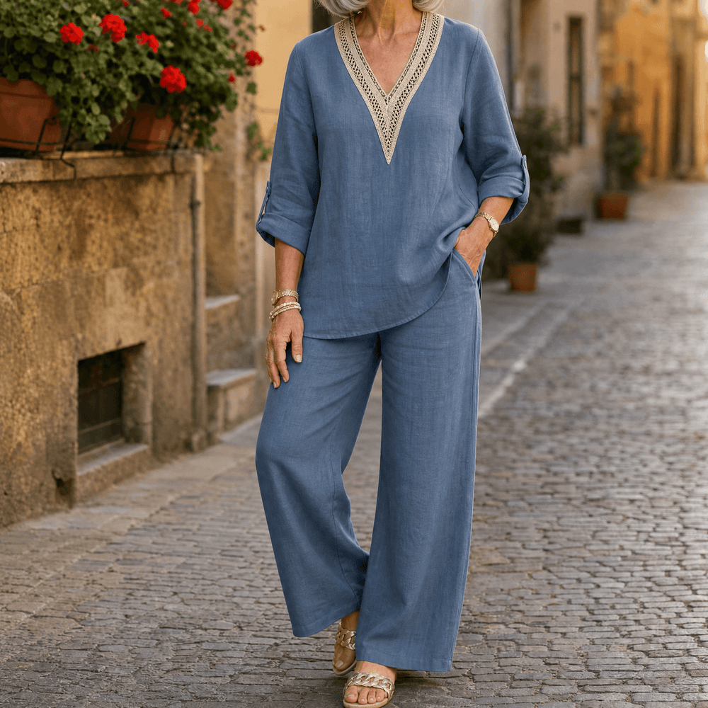Lunavia – Women's Crochet V-Neck Set
