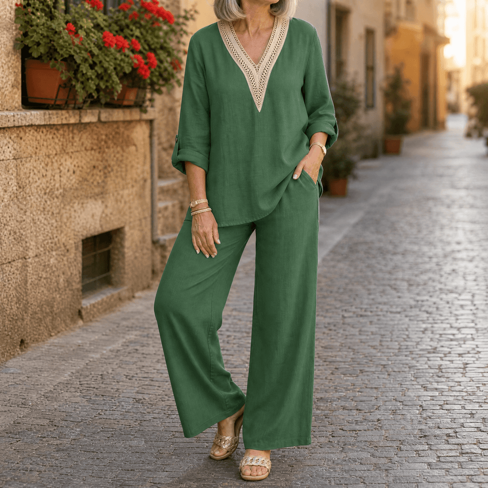 Lunavia – Women's Crochet V-Neck Set