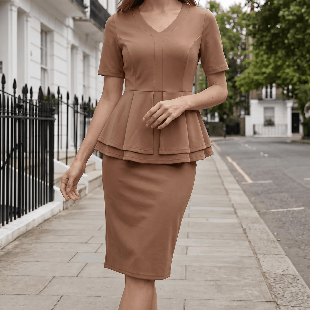 Lunavia – Women's Elegant Color-Block Peplum Set