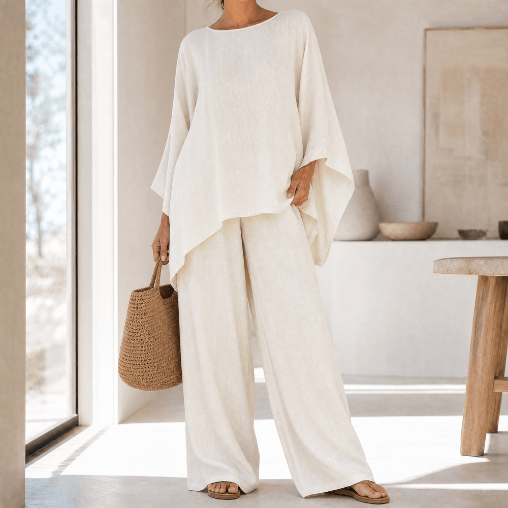 Lunavia – Women's Flowy Batwing Top and Wide-Leg Pants Set