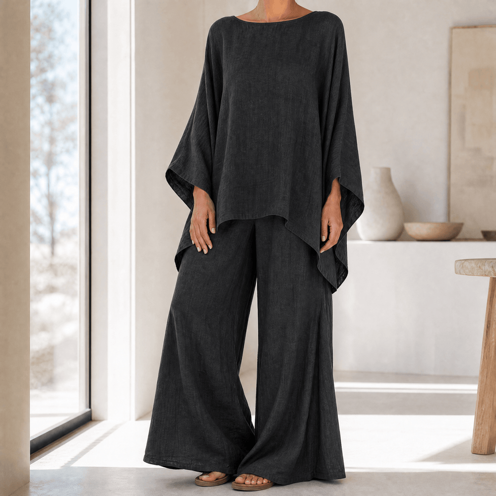 Lunavia – Women's Flowy Batwing Top and Wide-Leg Pants Set