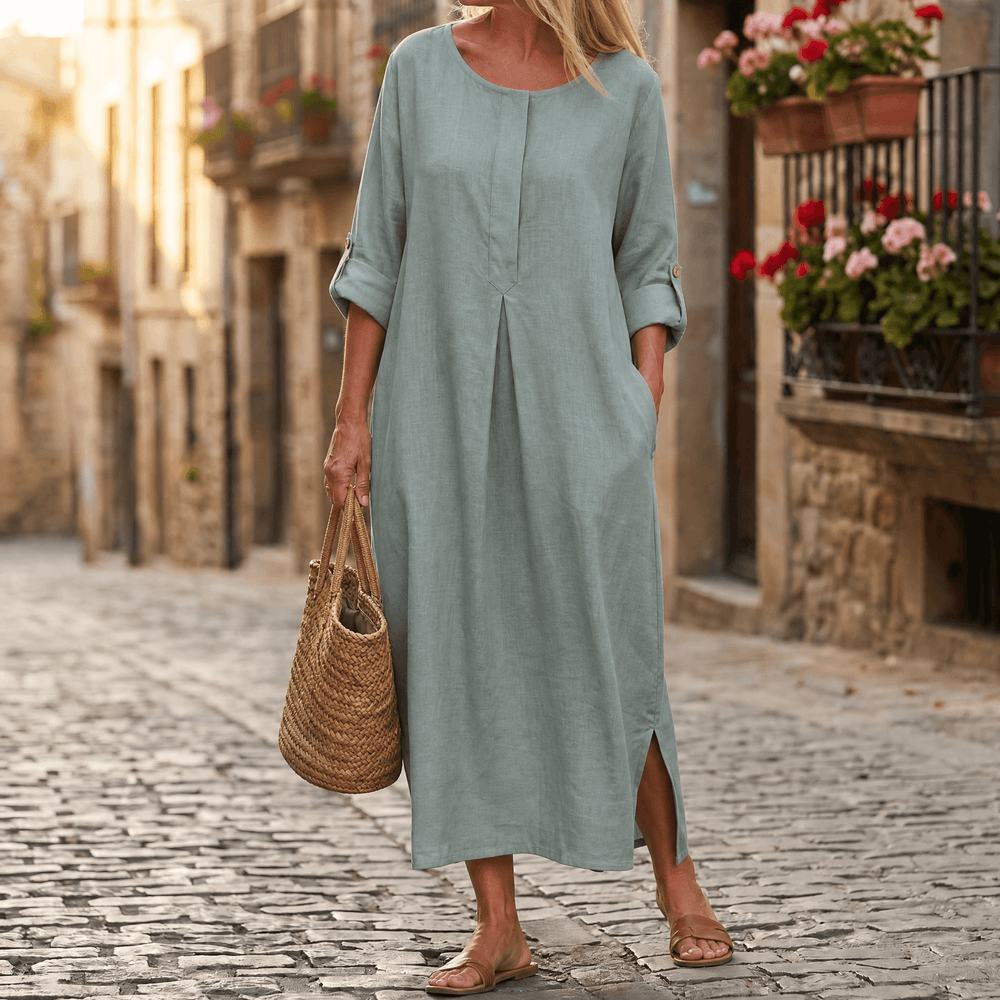 Lunavia – Women's Flowy Linen-Style Maxi Dress