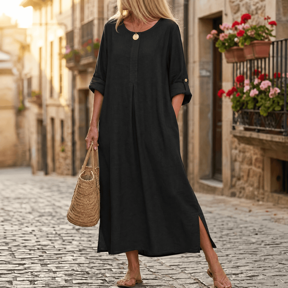 Lunavia – Women's Flowy Linen-Style Maxi Dress