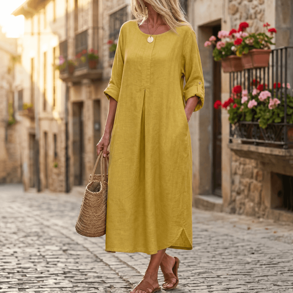 Lunavia – Women's Flowy Linen-Style Maxi Dress