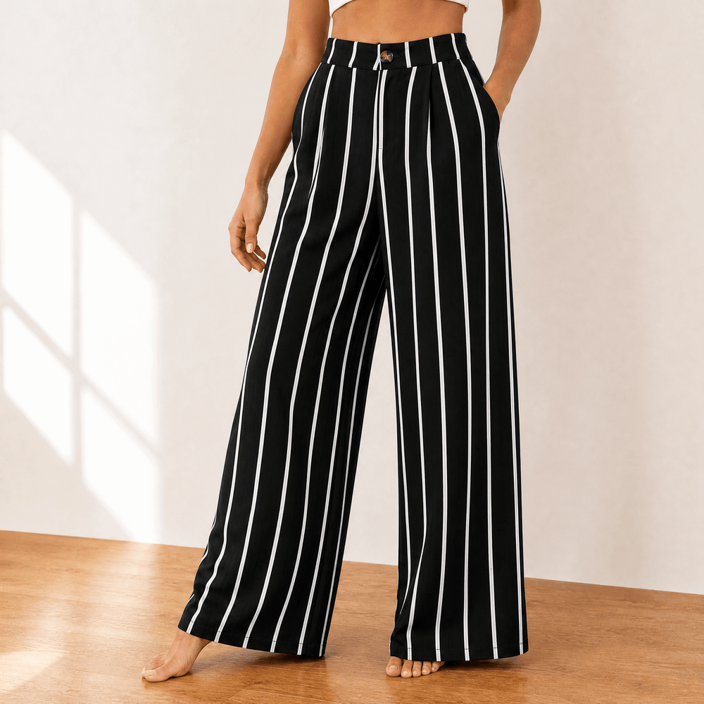 Lunavia – Women's High-Waist Wide-Leg Drape Trousers