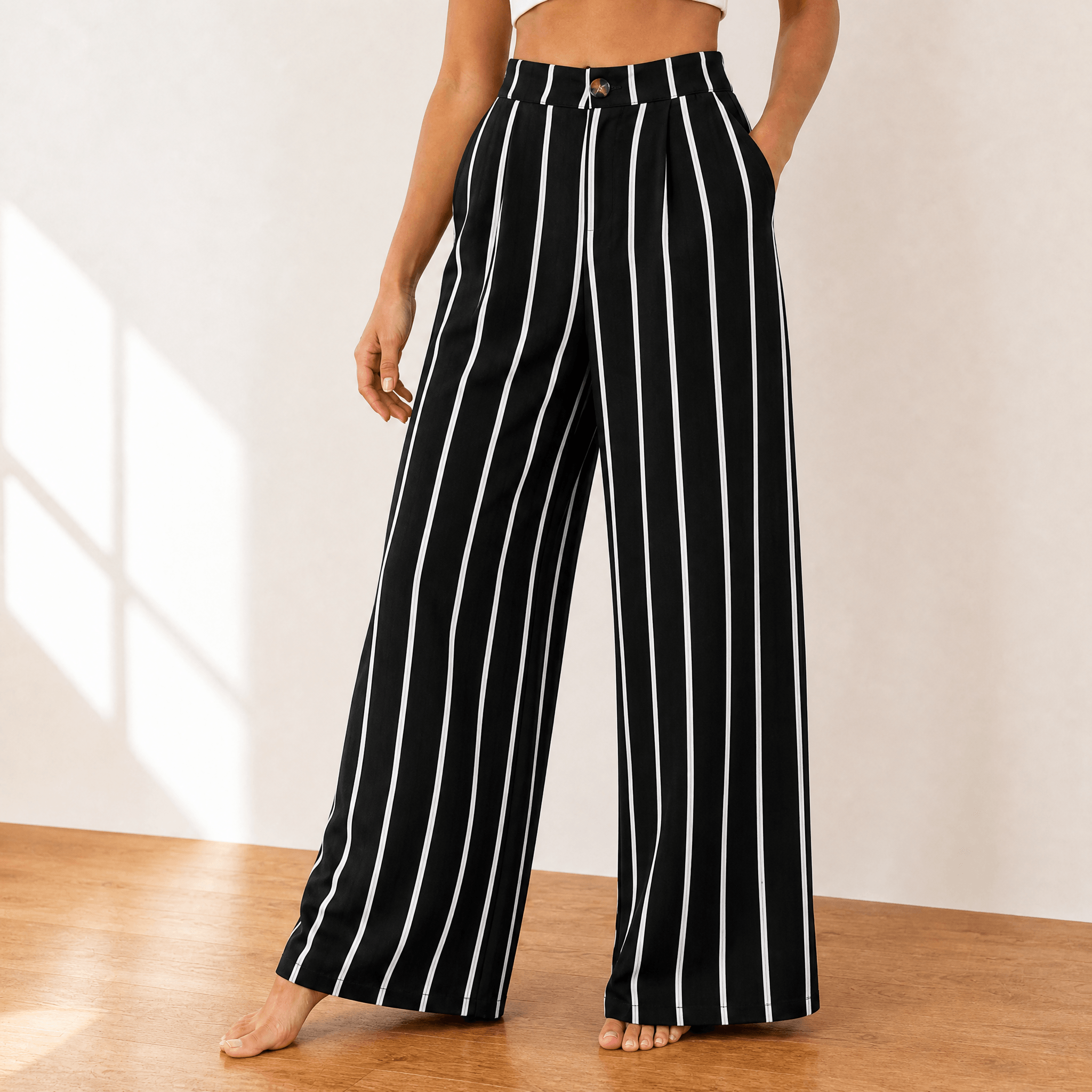 Lunavia – Women's High-Waist Wide-Leg Drape Trousers