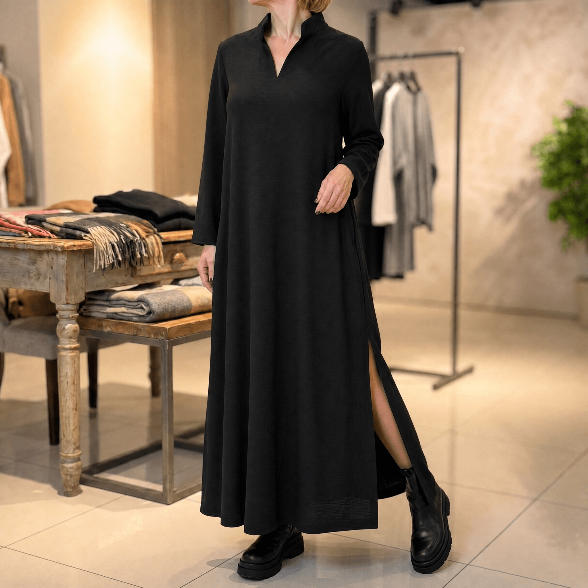 Lunavia – Women's Loose Maxi Dress with Side Slits