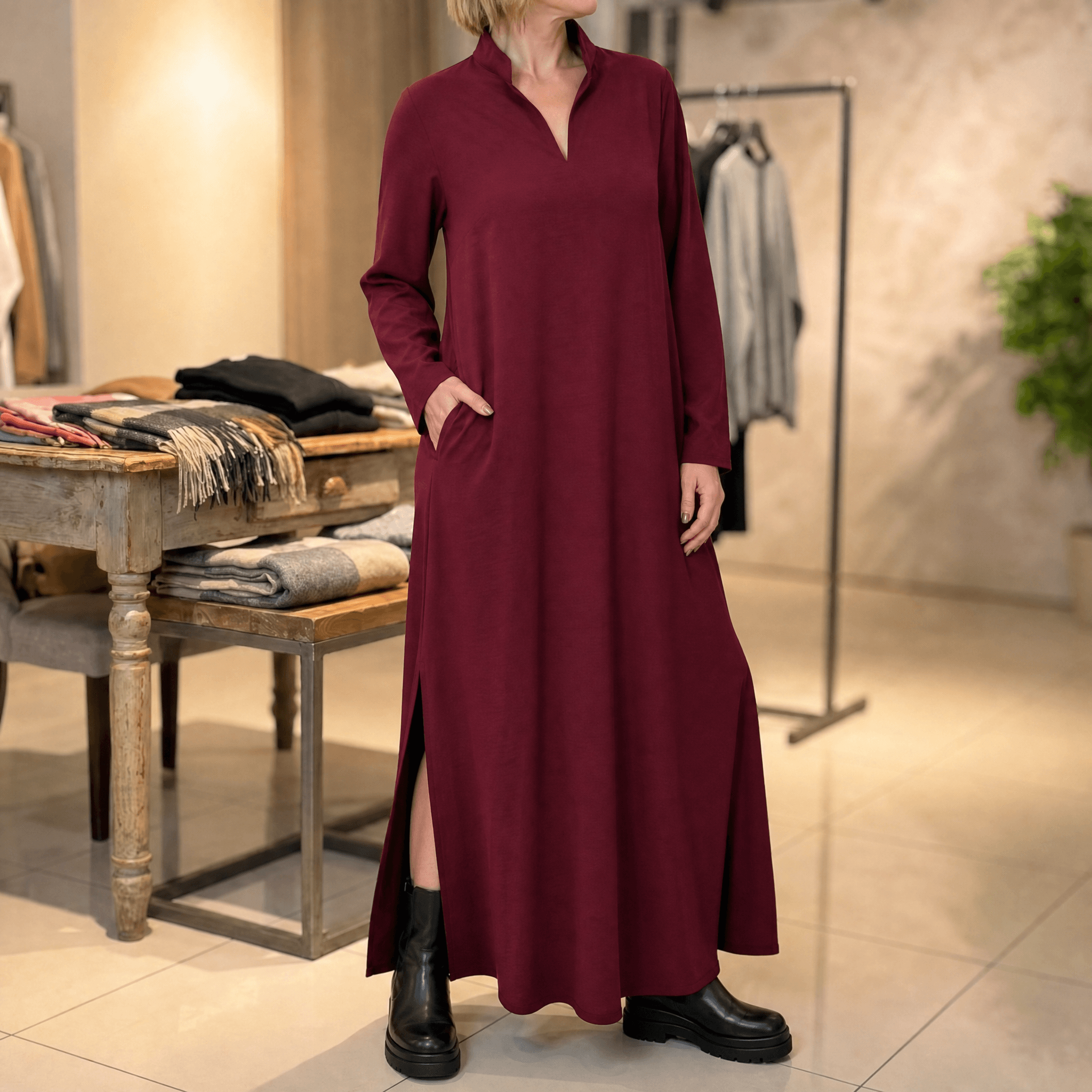 Lunavia – Women's Loose Maxi Dress with Side Slits