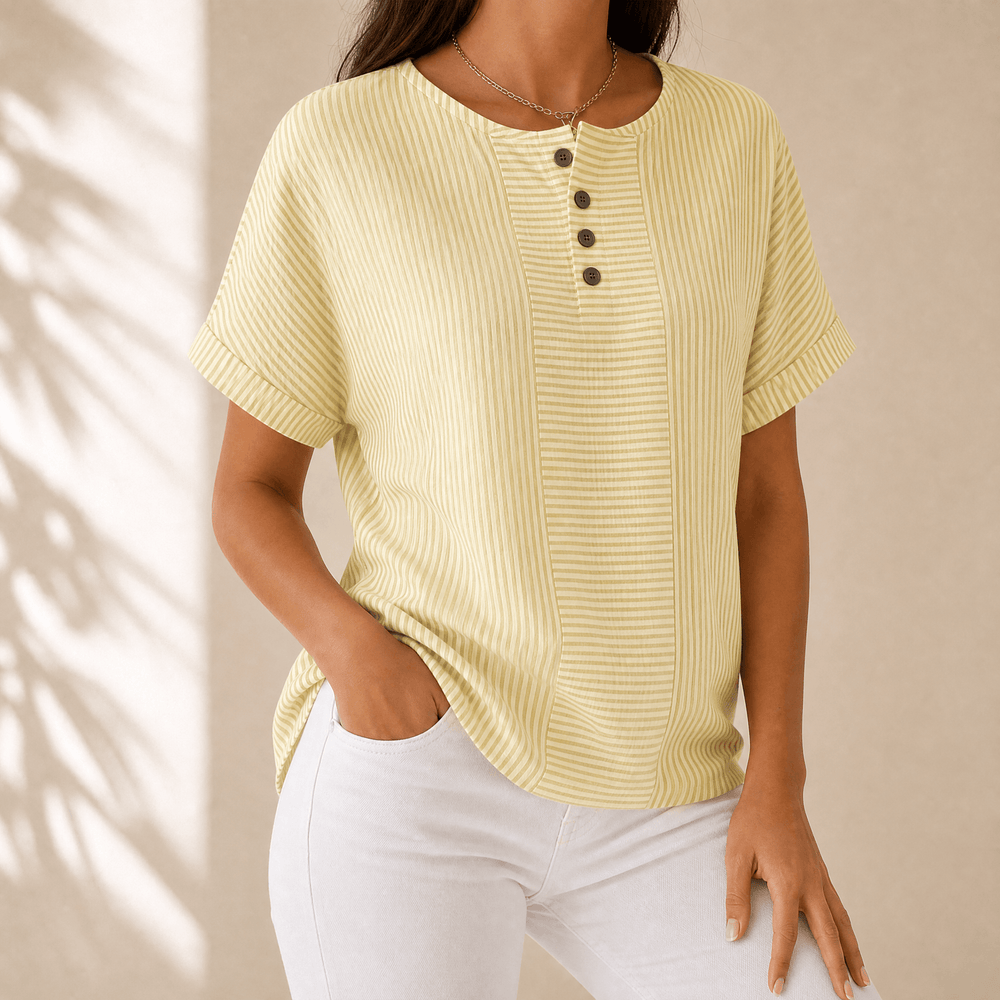 Lunavia – Women's Slimming Stripe Panel Henley Top