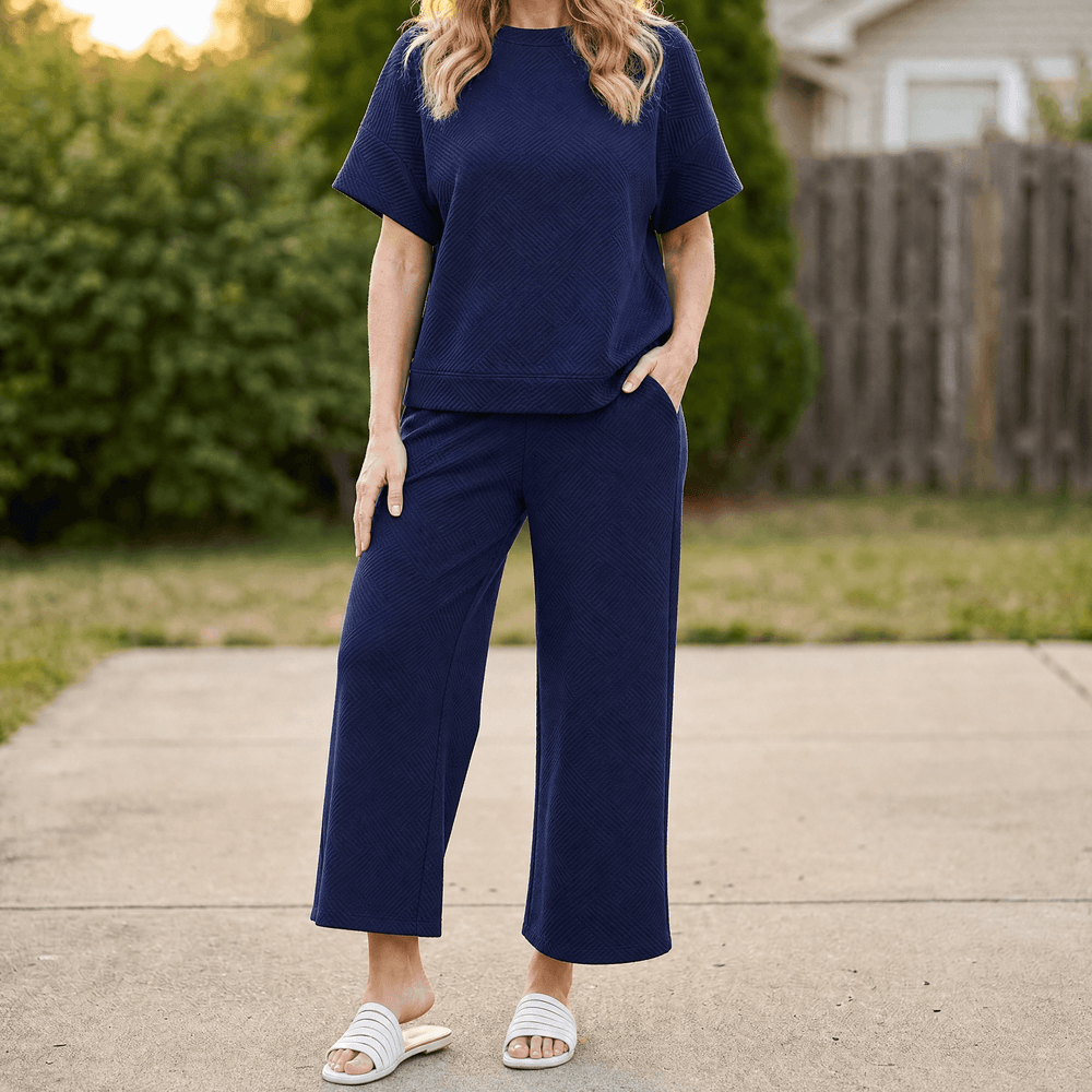 Lunavia – Women's Textured Knit Two-Piece Lounge Set