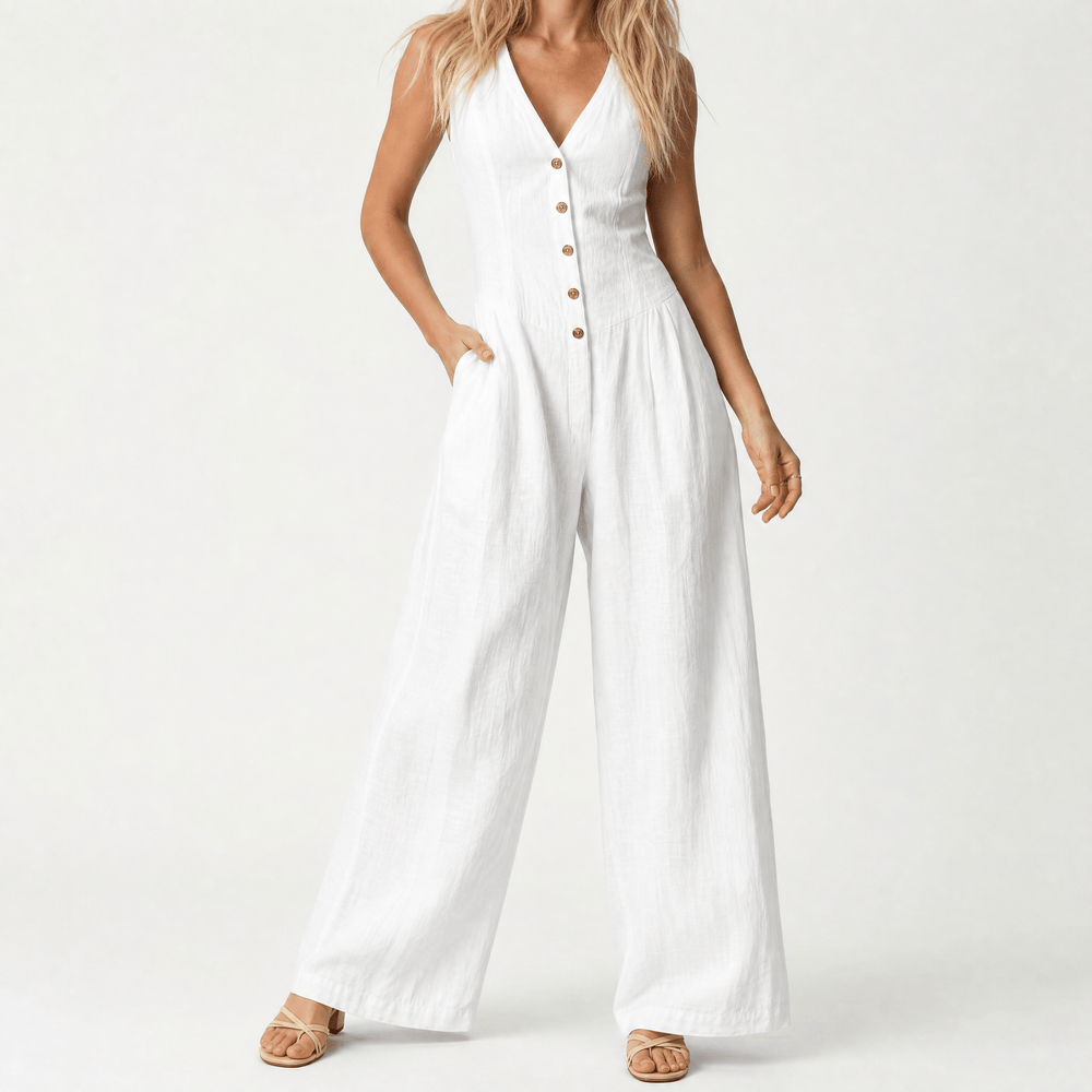 Lunavia – Women's Wide-Leg Button-Front Jumpsuit