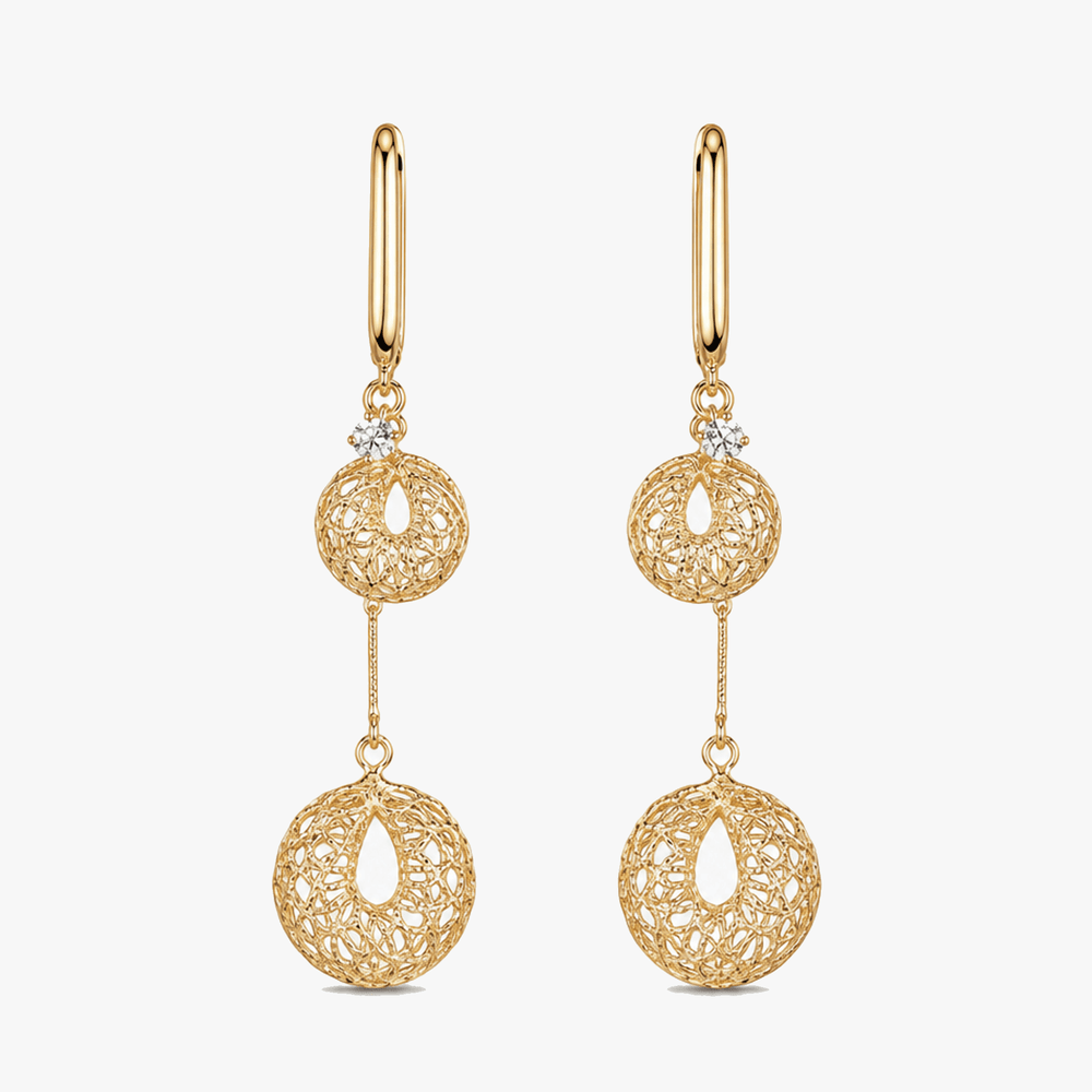 Lunavia – Woven Gold Crystal Drop Earrings