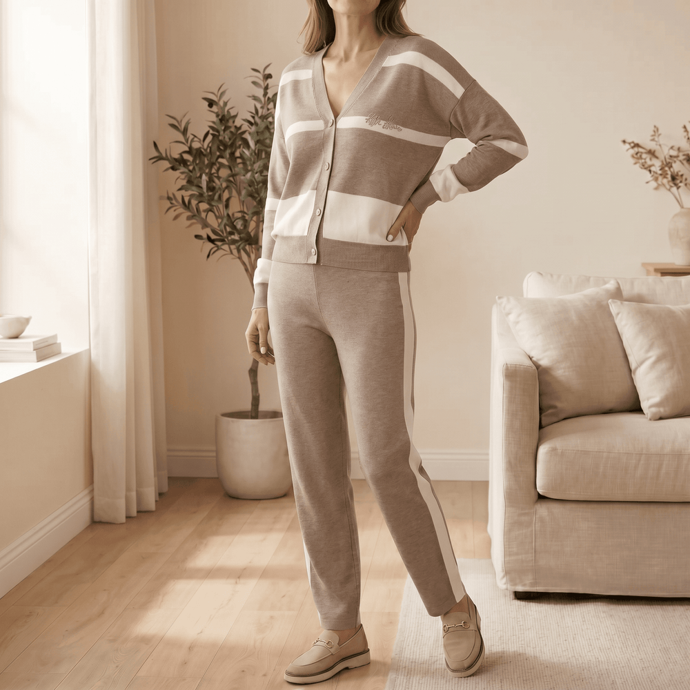 Lunessa – Striped Knit Cardigan and Pants Set