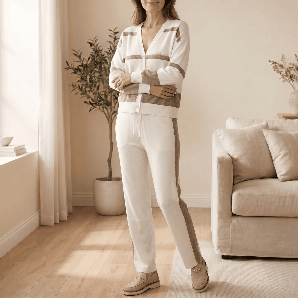 Lunessa – Striped Knit Cardigan and Pants Set