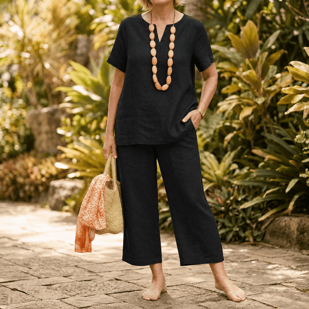 Lunessa – Women's Breezy V-Neck Top and Pants Set