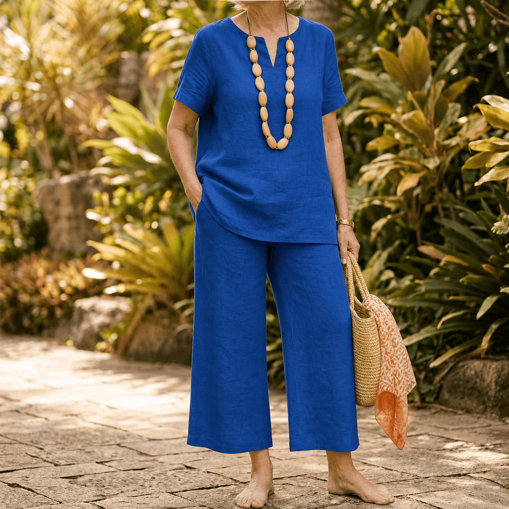 Lunessa – Women's Breezy V-Neck Top and Pants Set
