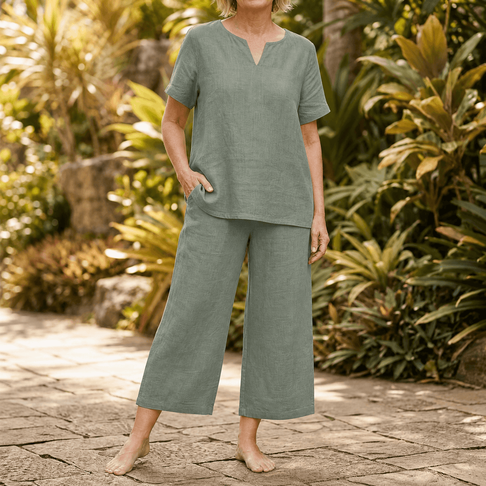 Lunessa – Women's Breezy V-Neck Top and Pants Set