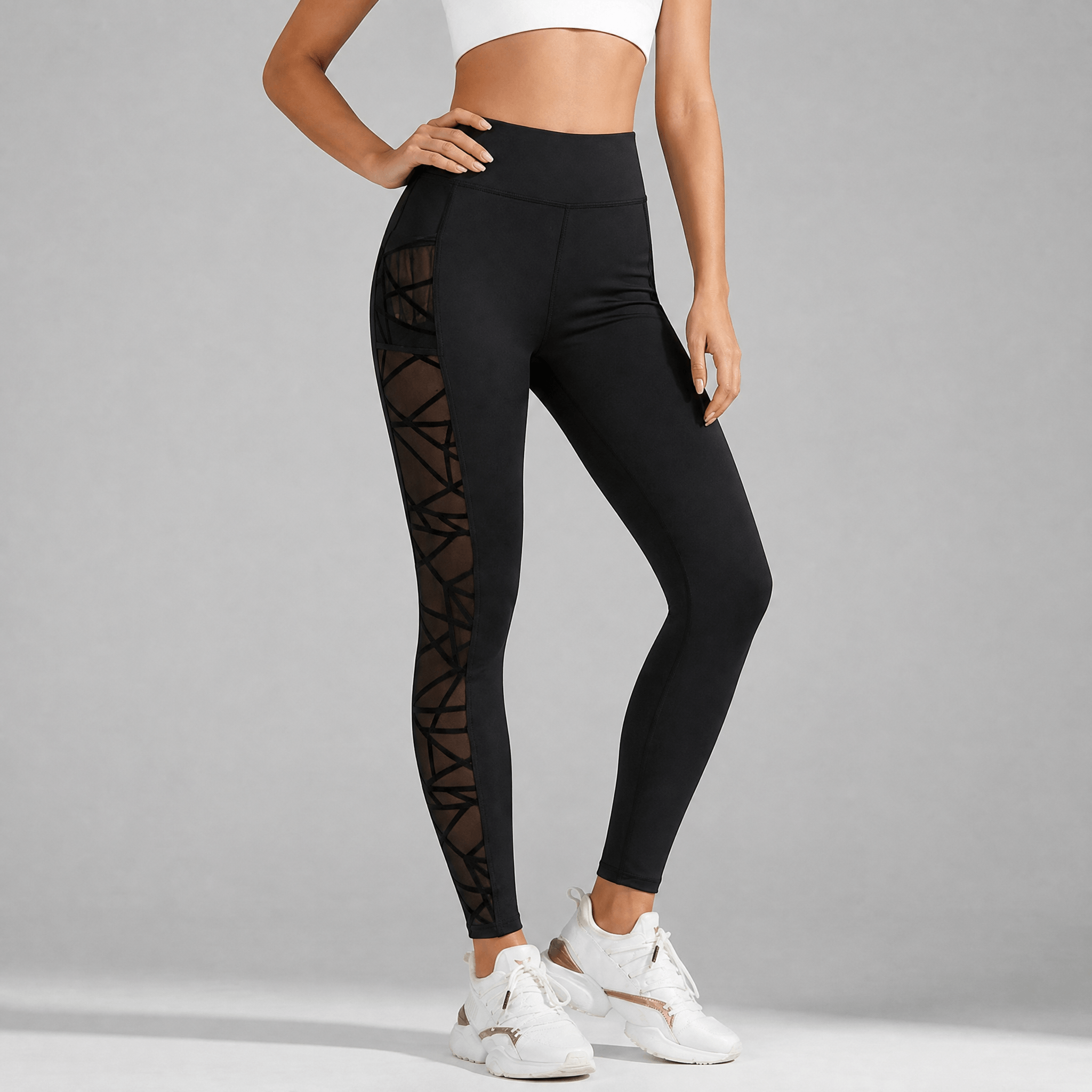Luxefit – High Waisted Mesh Leggings with Hidden Pocket